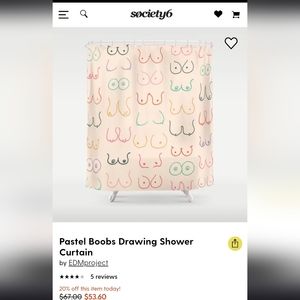 Society 6 Pastel Drawings Breasts Shower Curtain modern fem